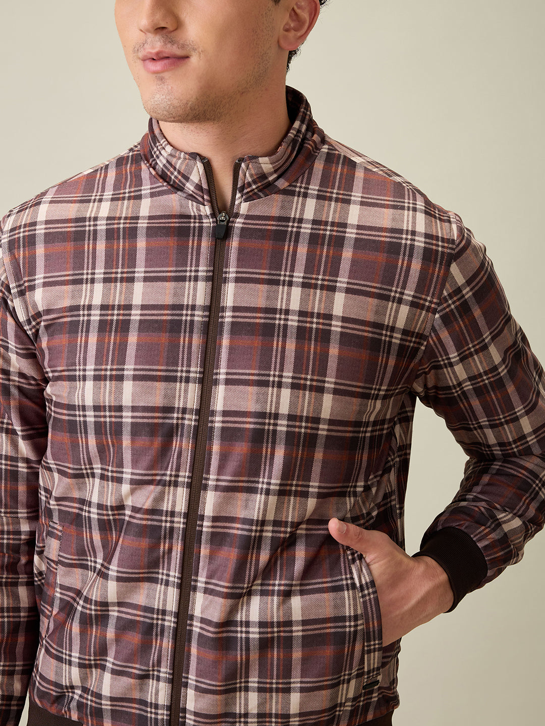 Parx Men Black Checks Polyester Full Sleeve Jacket