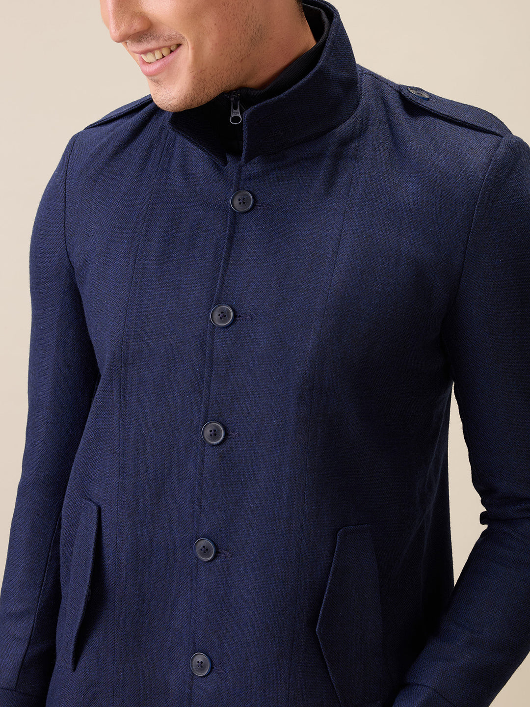 Parx Men Blue Yarn Dyed Polyester Jacket