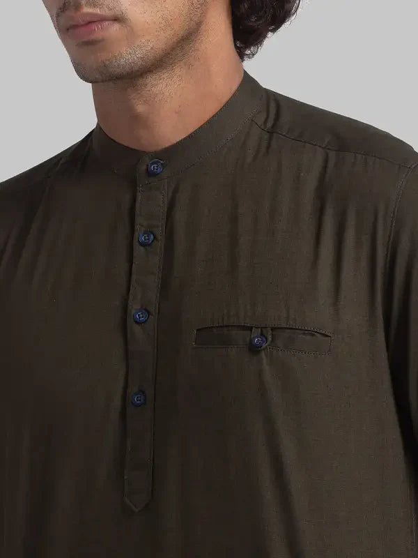Men Green Slim Fit Solid Cotton Full Sleeve Shirts