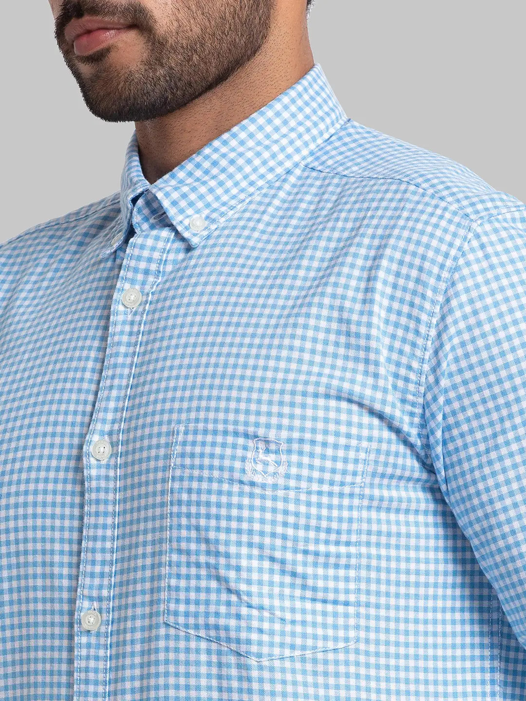 Men Blue Slim Fit Checks Cotton Full Sleeve Shirts