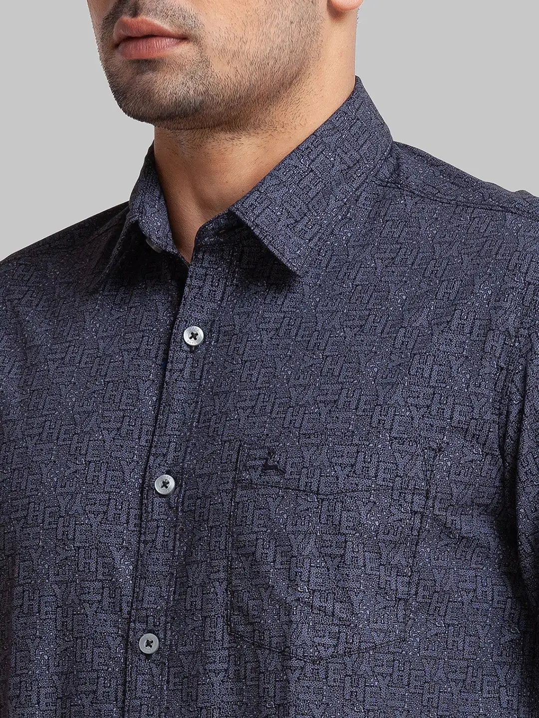 Parx Men Blue Printed Slim Fit Cotton Casual Shirt