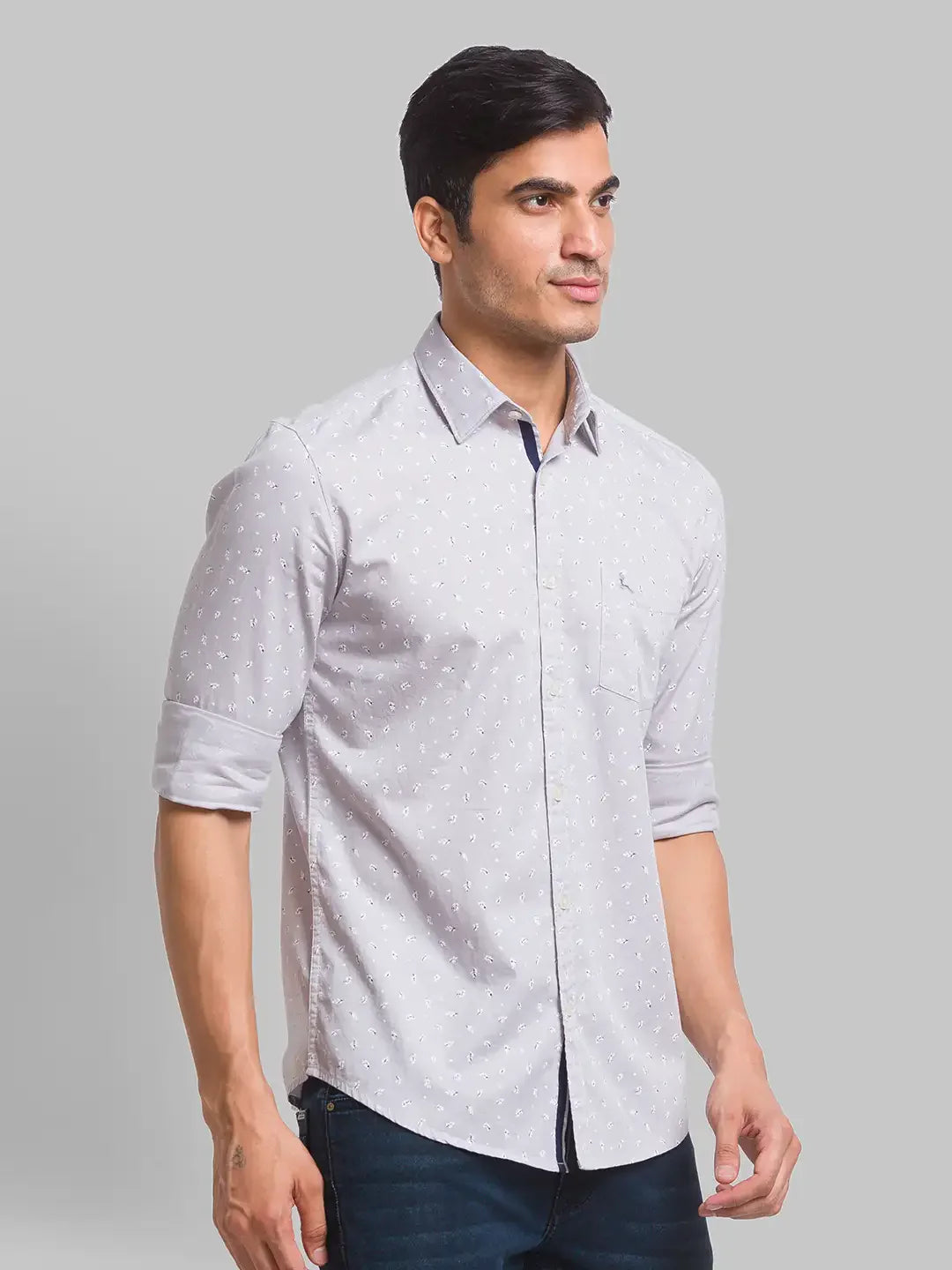Parx Men Green Printed Slim Fit Cotton Casual Shirt