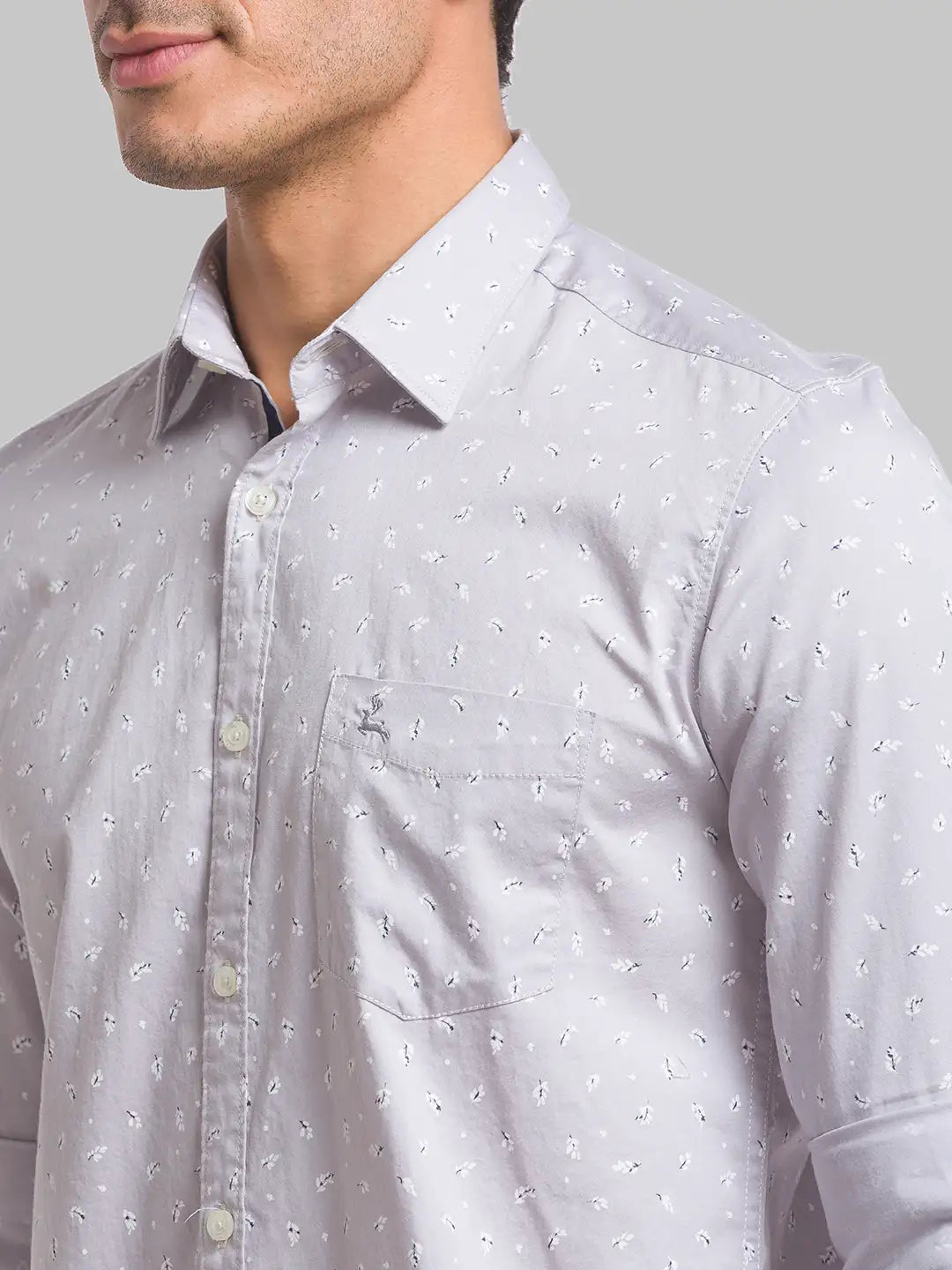 Parx Men Green Printed Slim Fit Cotton Casual Shirt