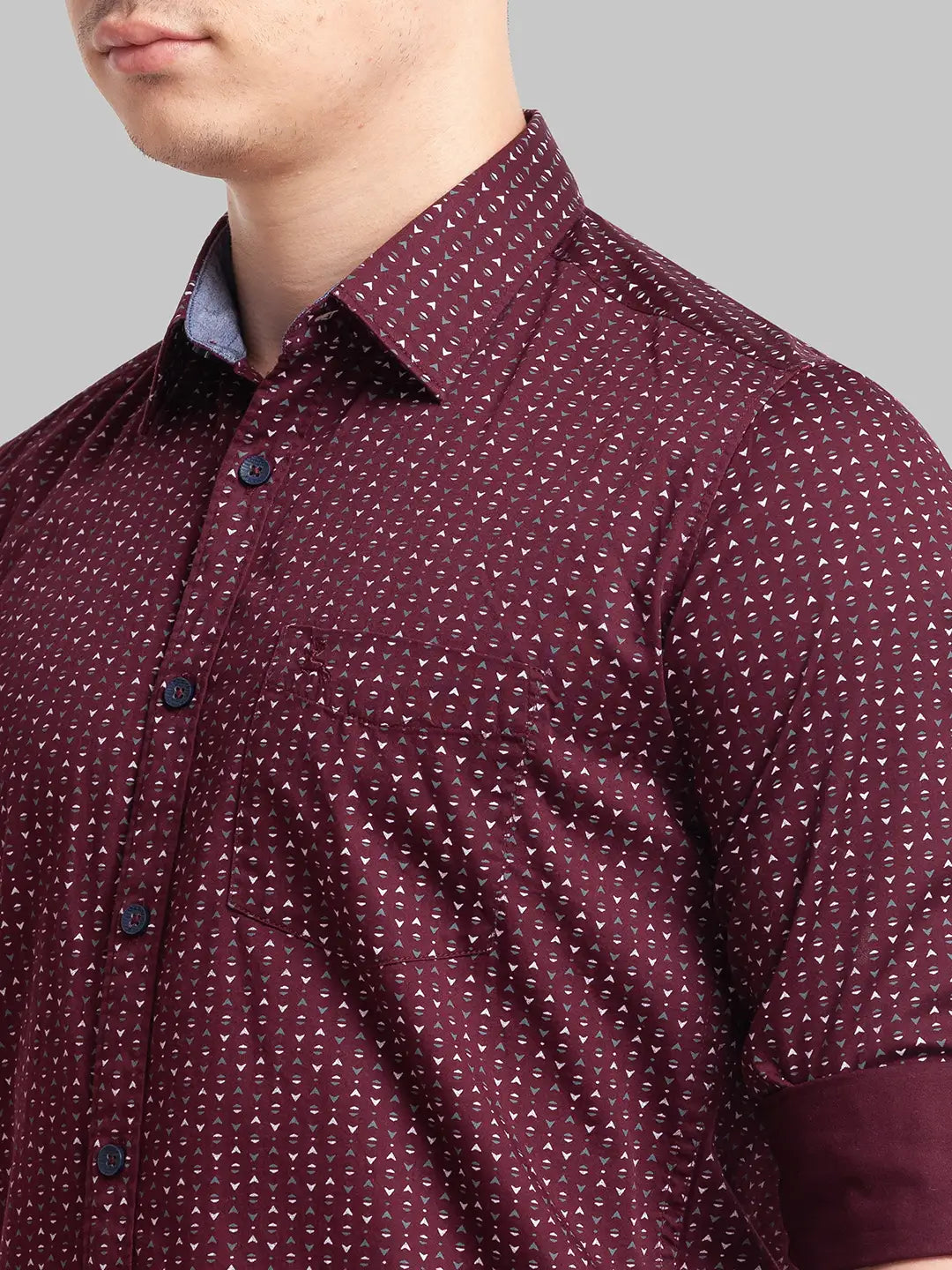 Men Red Slim Fit Print Cotton Full Sleeve Shirts