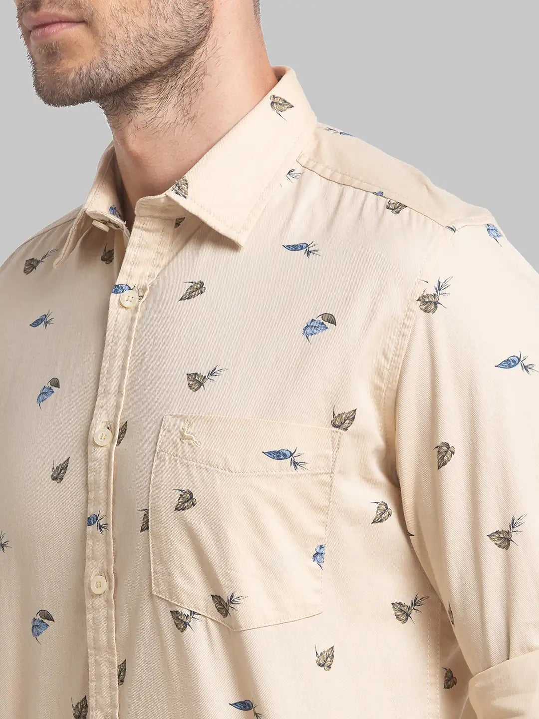Men Fawn Slim Fit Print Cotton Full Sleeve Shirts