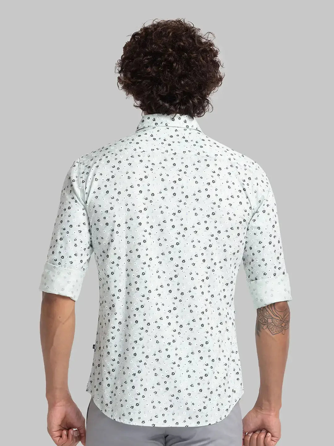 Parx Men Green Print Slim Fit Cotton Full Sleeve Shirts