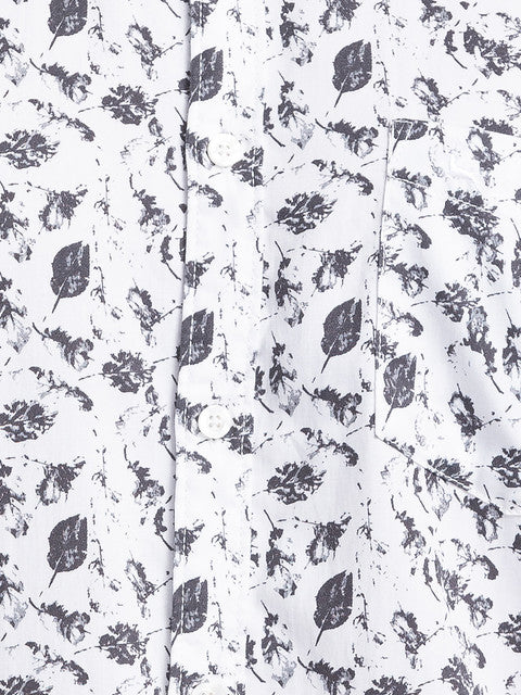 Parx Men White Printed Slim Fit Cotton Casual Shirt