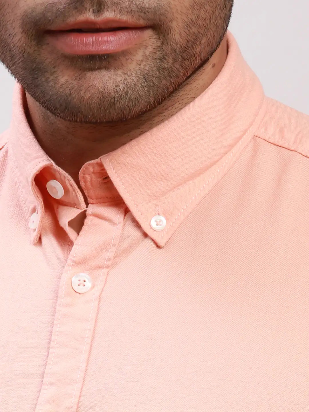 Parx Men Orange Solid Slim Fit Cotton Full Sleeve Shirts