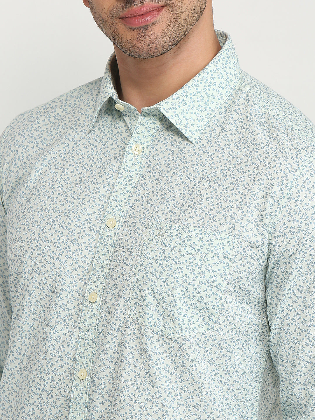 Parx Men Green Printed Slim Fit Cotton Casual Shirt