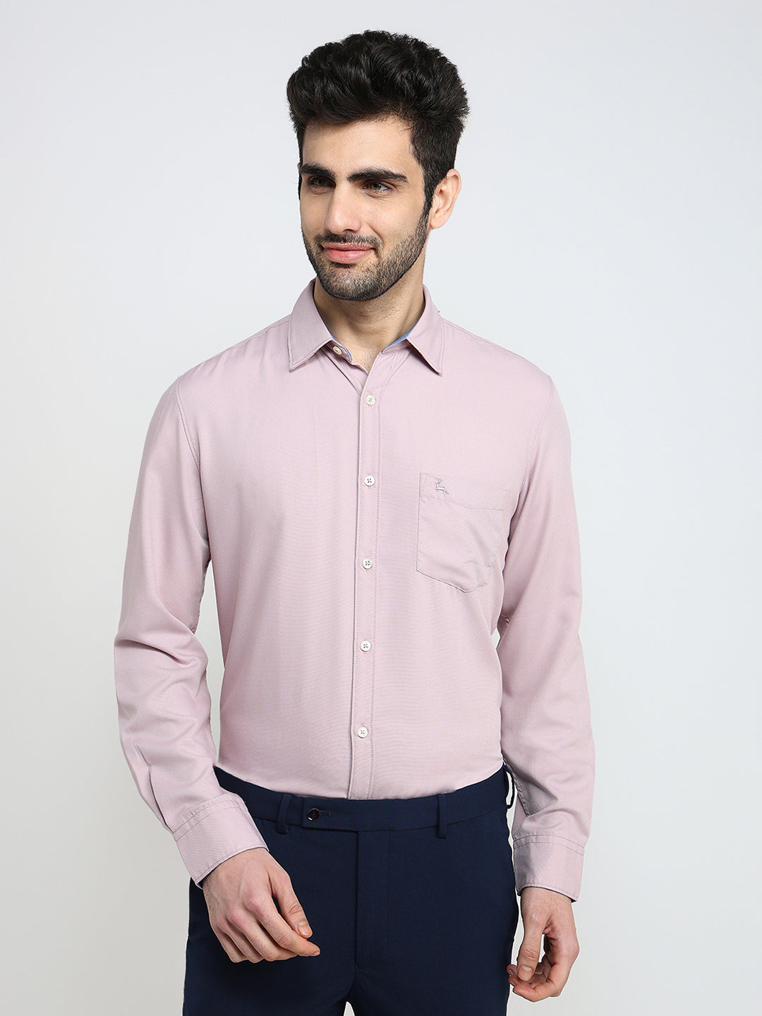 Parx Men Red Solid Slim Fit Viscose Blend Full Sleeve Casual Shirt