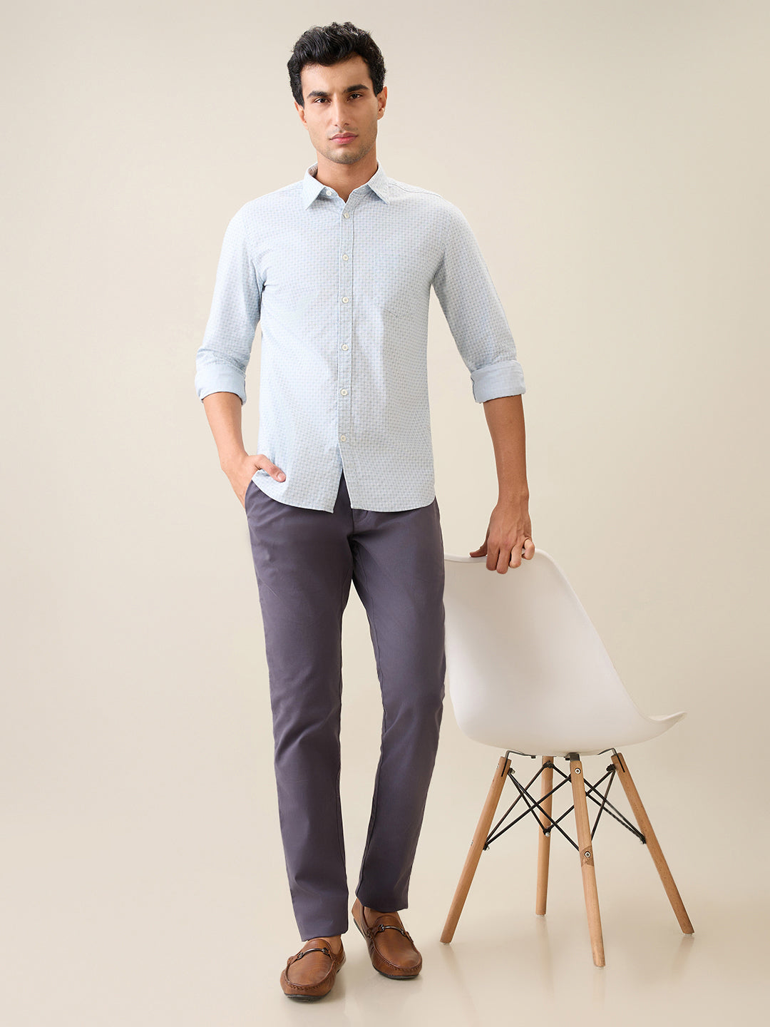 Parx Men Green Printed Slim Fit Cotton Casual Shirt