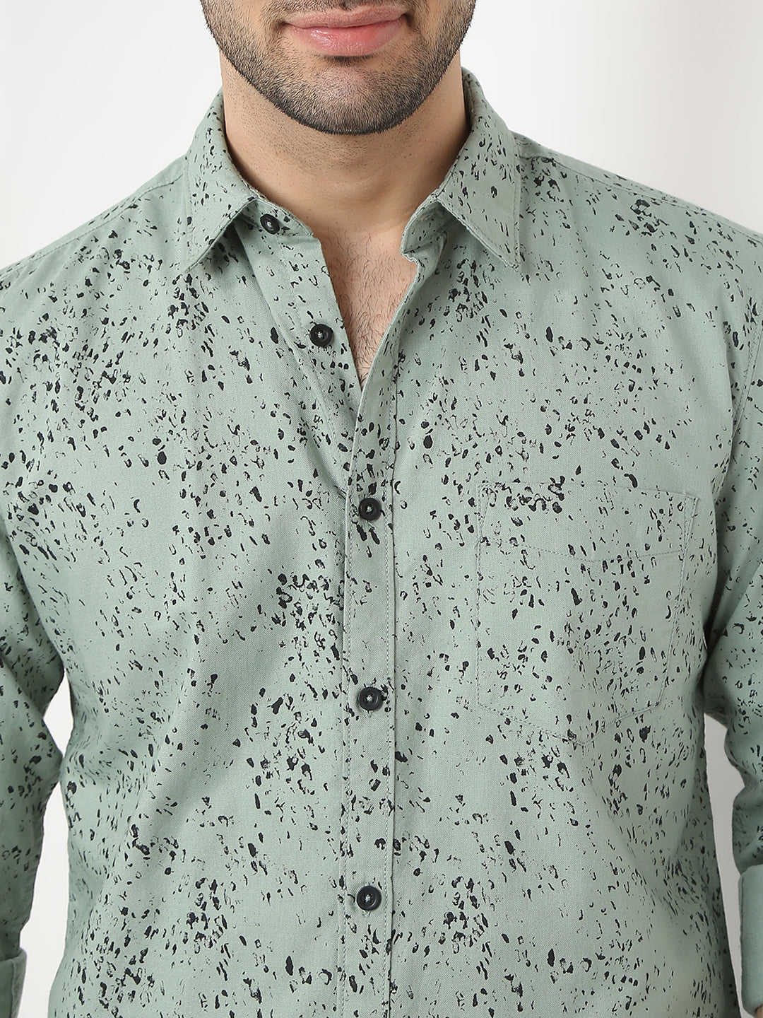 Parx Men Green Printed Slim Fit Cotton Casual Shirt