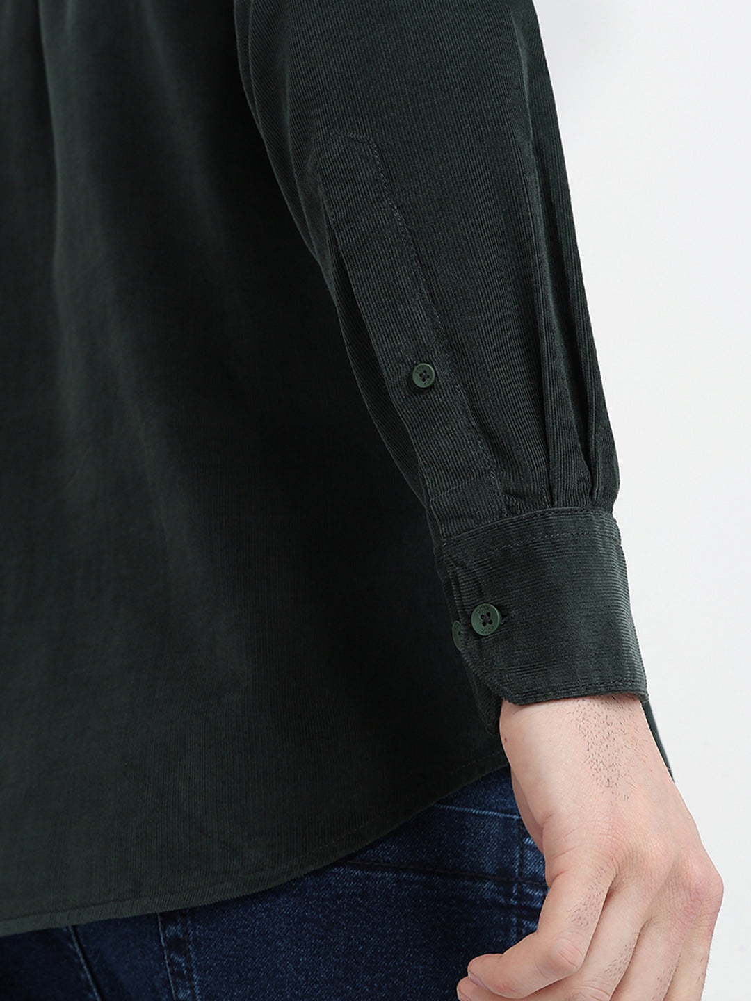 Parx Men Green Solid Slim Fit Cotton Full Sleeve Casual Shirt