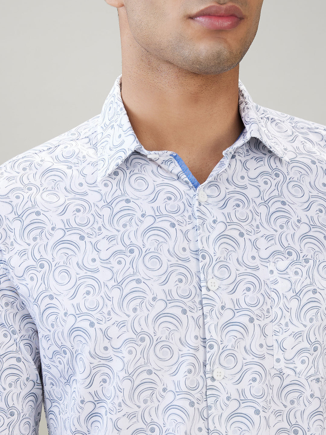 Parx Men White Printed Slim Fit Cotton Full Sleeve Casual Shirt