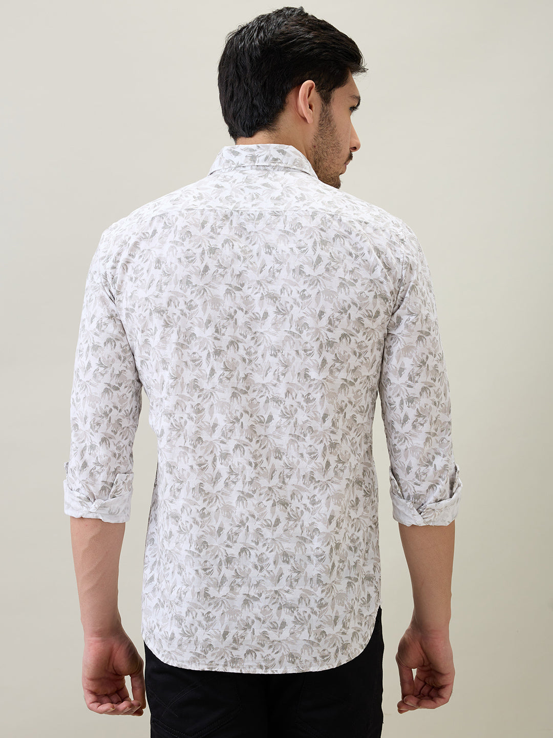 Parx Men Brown Printed Slim Fit Cotton Full Sleeve Casual Shirt