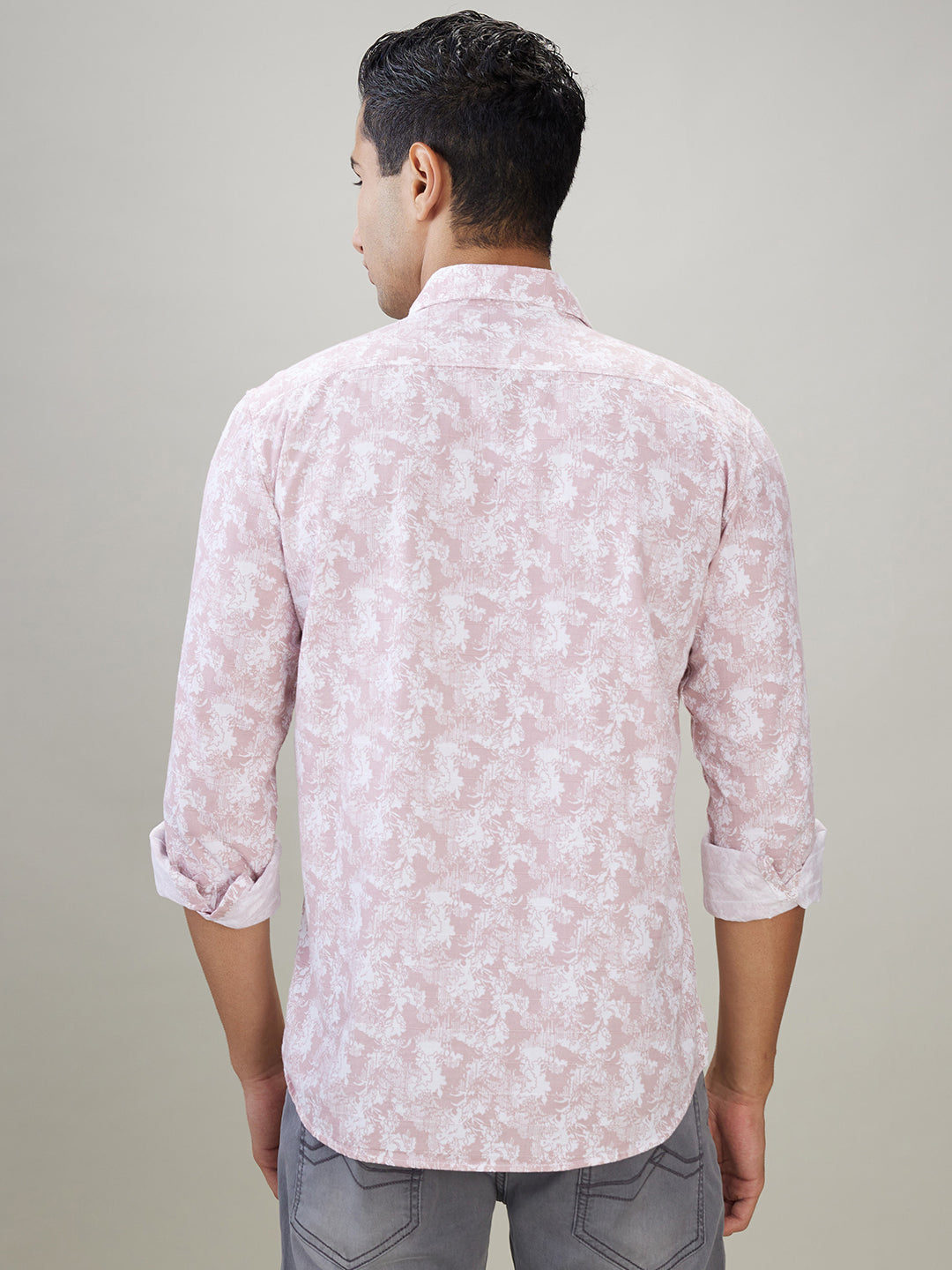 Parx Men Red Printed Slim Fit Cotton Full Sleeve Casual Shirt