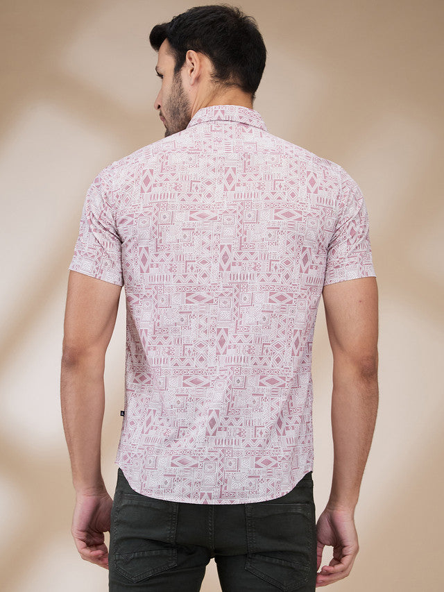Parx Men Pink Printed Slim Fit Cotton Casual Shirt