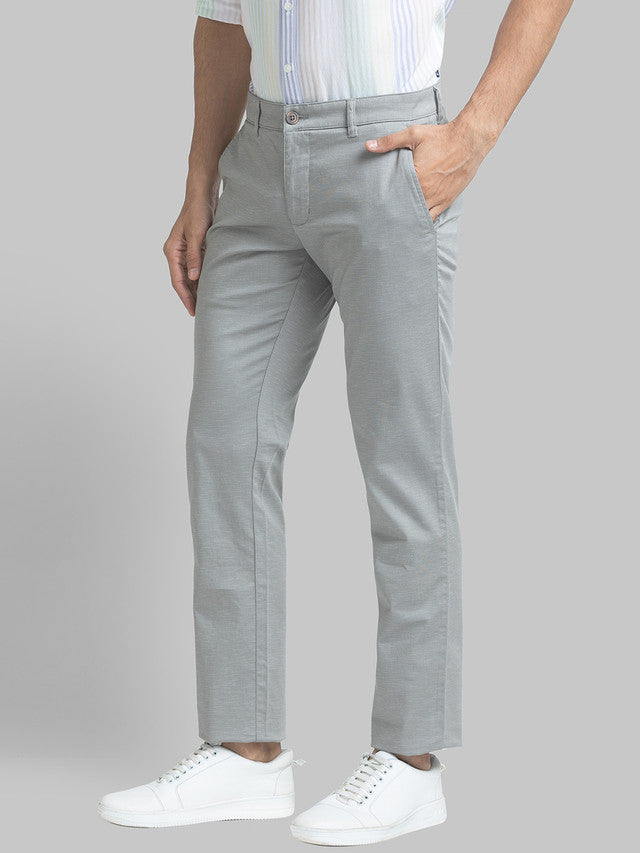 Parx Men Grey Printed Tapered Fit Trouser