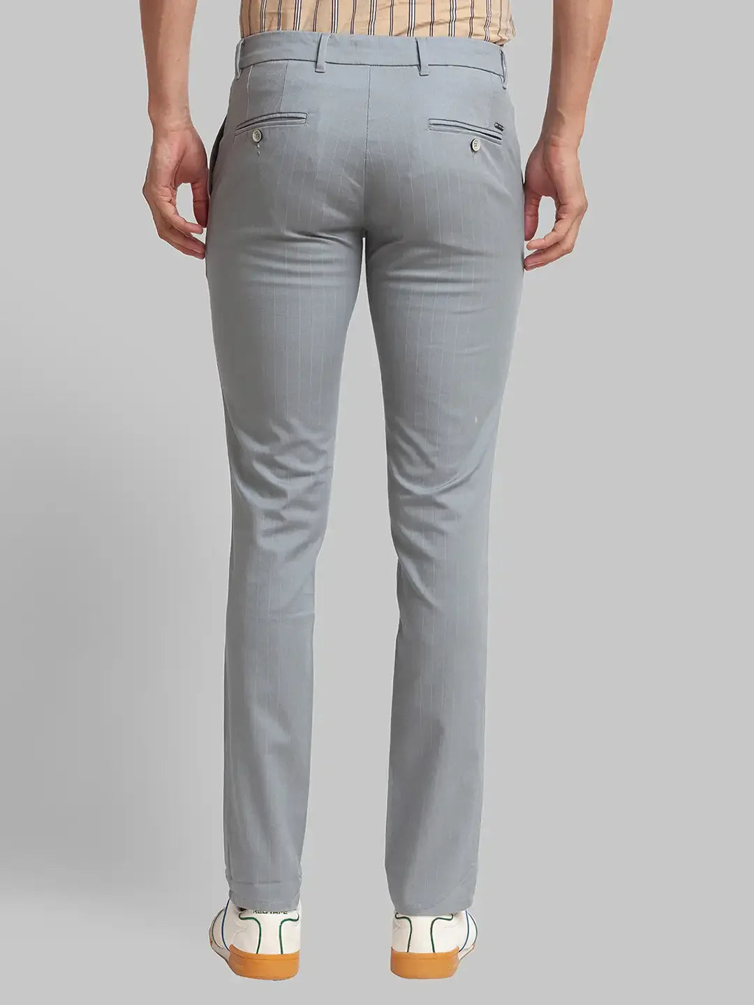 Men Green Super Slim Fit Solid Cotton Blend Trouser