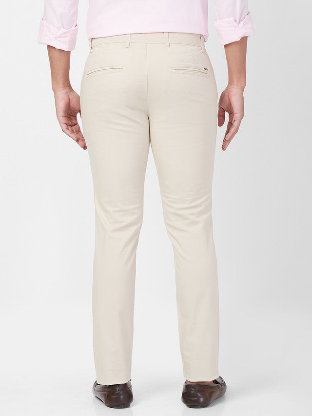 Parx Brown Solid Super Slim Fit Cotton Blend Trouser