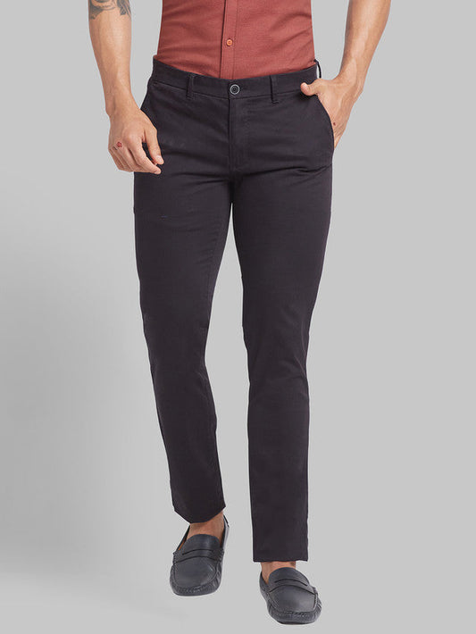 Parx Men Black Solid Super Slim Fit Trouser