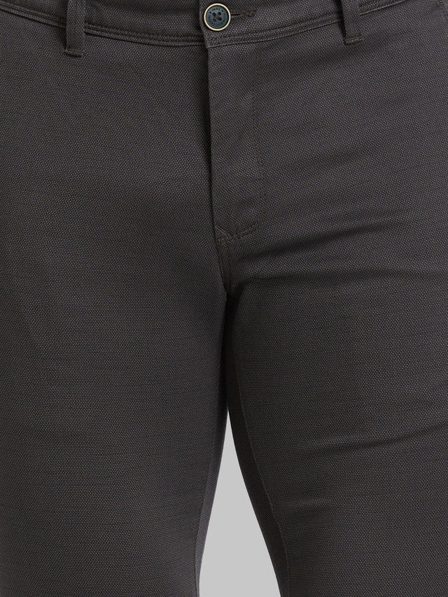 Parx Green Printed Super Slim Fit Cotton Blend Trouser