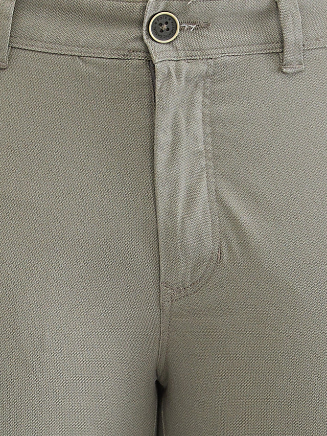 Parx Green Printed Super Slim Fit Cotton Blend Trouser