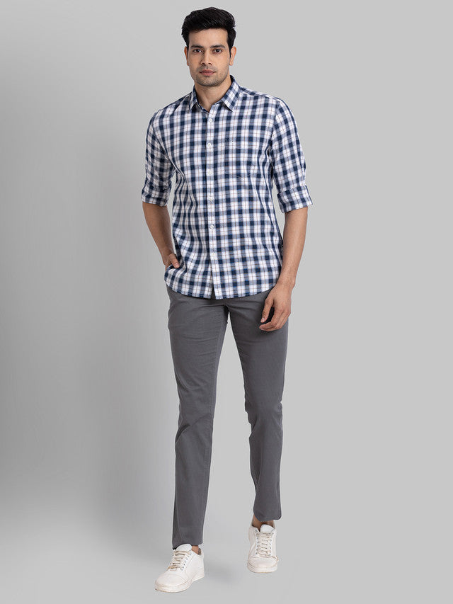 Parx Men Grey Printed Super Slim Fit Trouser