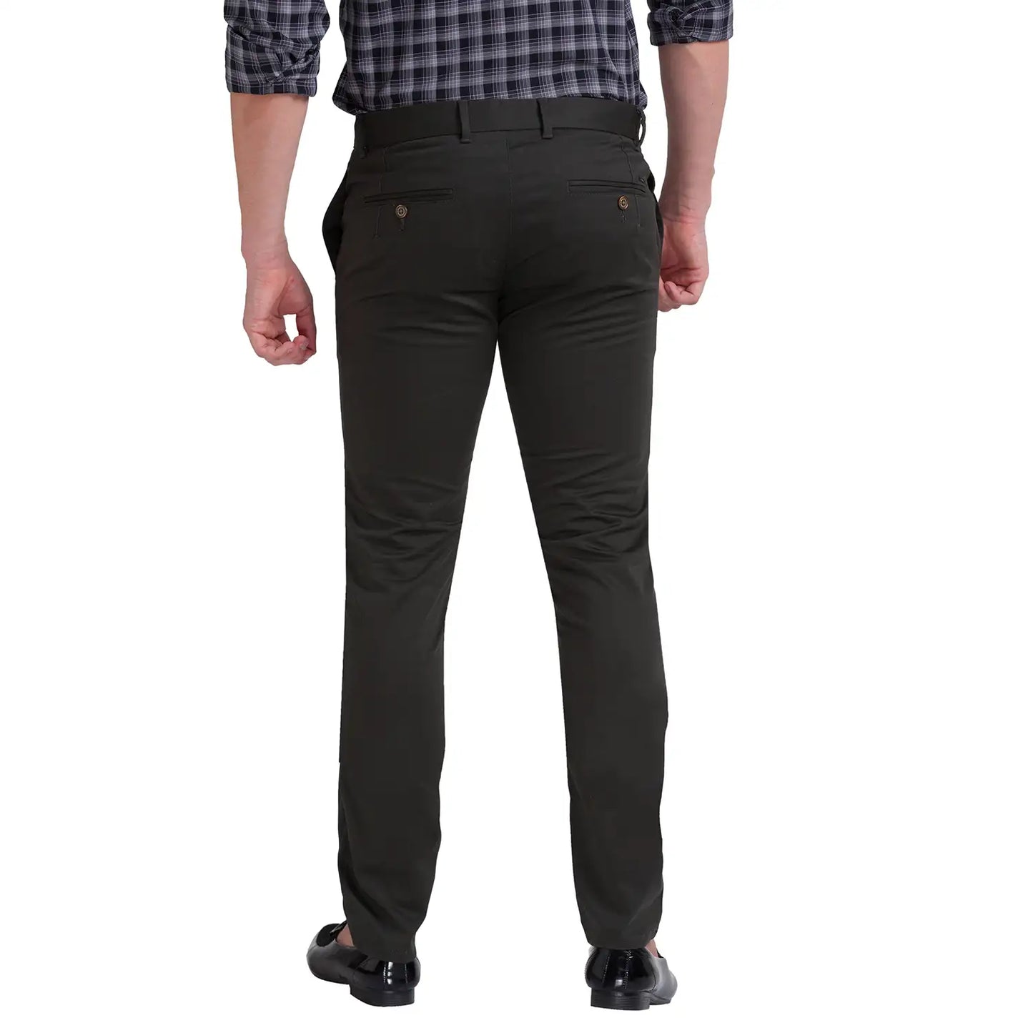 Men Green Lrt Fit Solid Cotton Blend Trouser