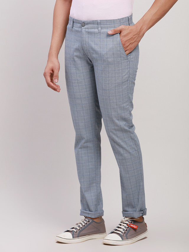 Parx Men Blue Solid Tapered Fit Trouser