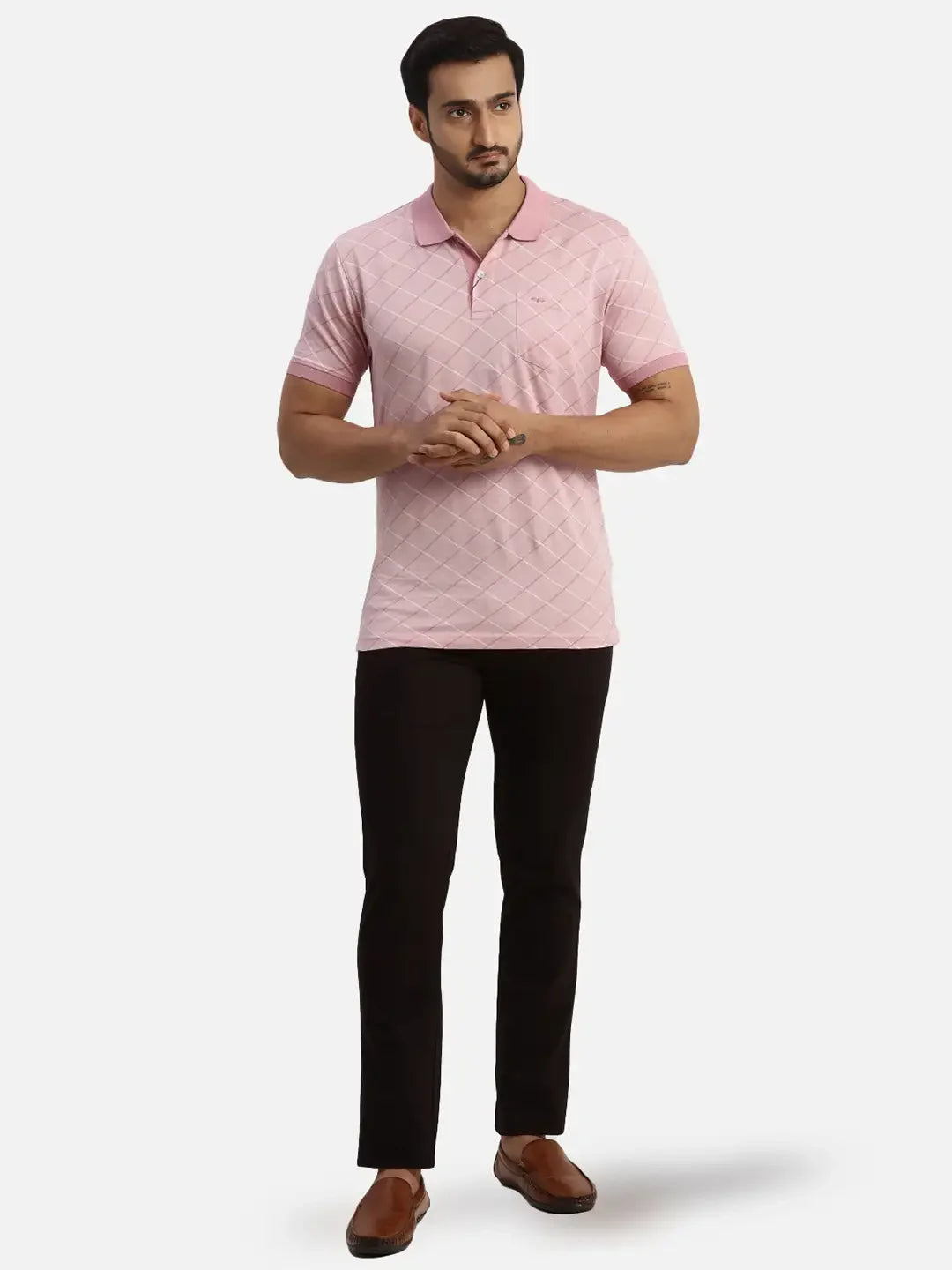 Men Black Lrt Fit Solid Cotton Blend Trouser