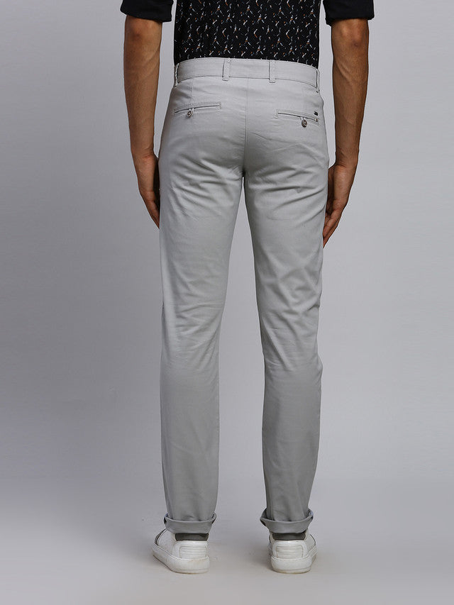 Parx Men Grey Solid Tapered Fit Trouser