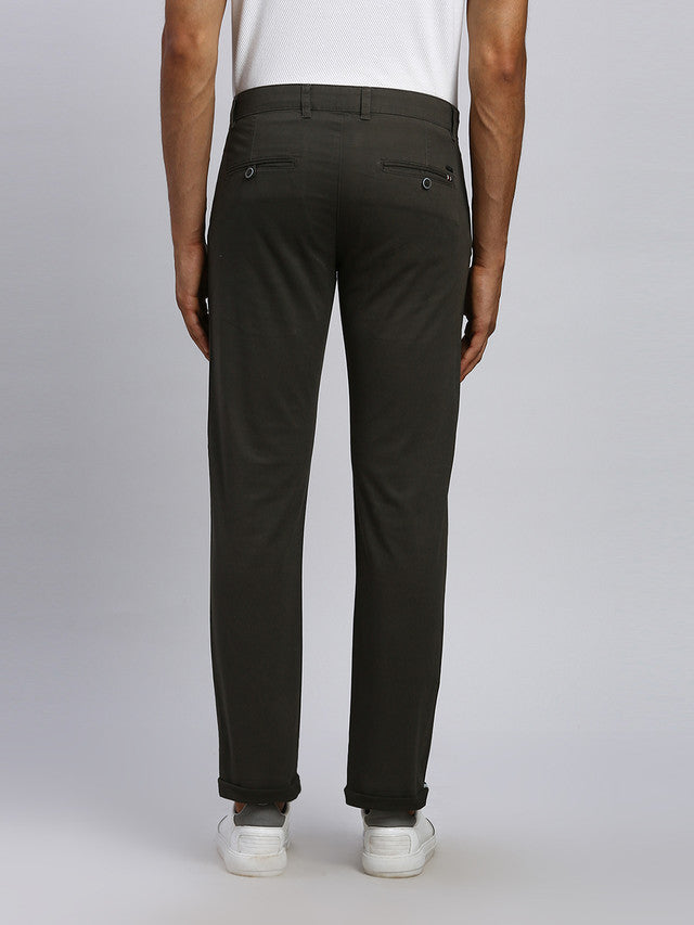 Parx Men Green Solid Tapered Fit Trouser
