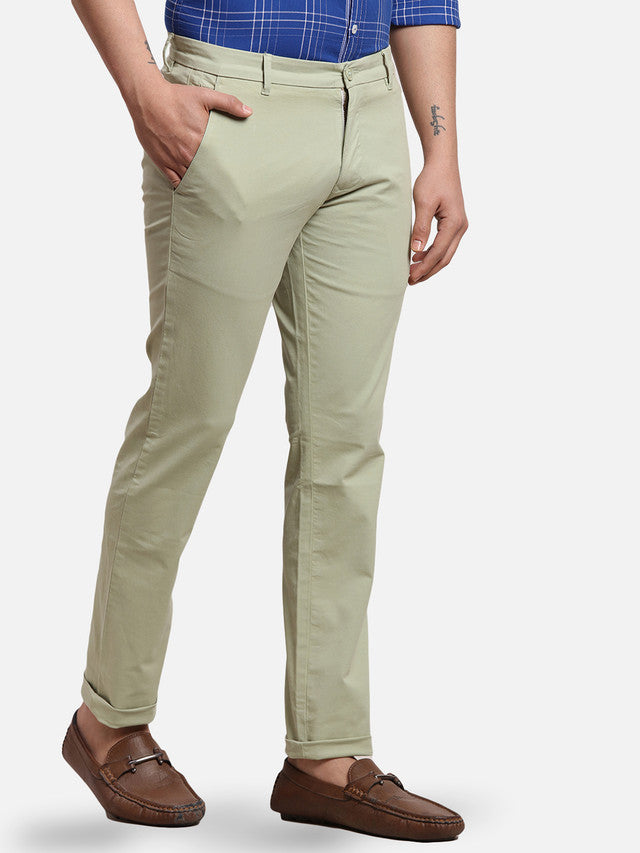 Parx Men Green Solid Tapered Fit Trouser