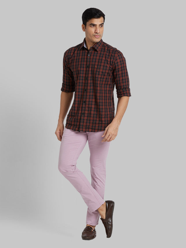 Parx Men Red Solid Tapered Fit Trouser