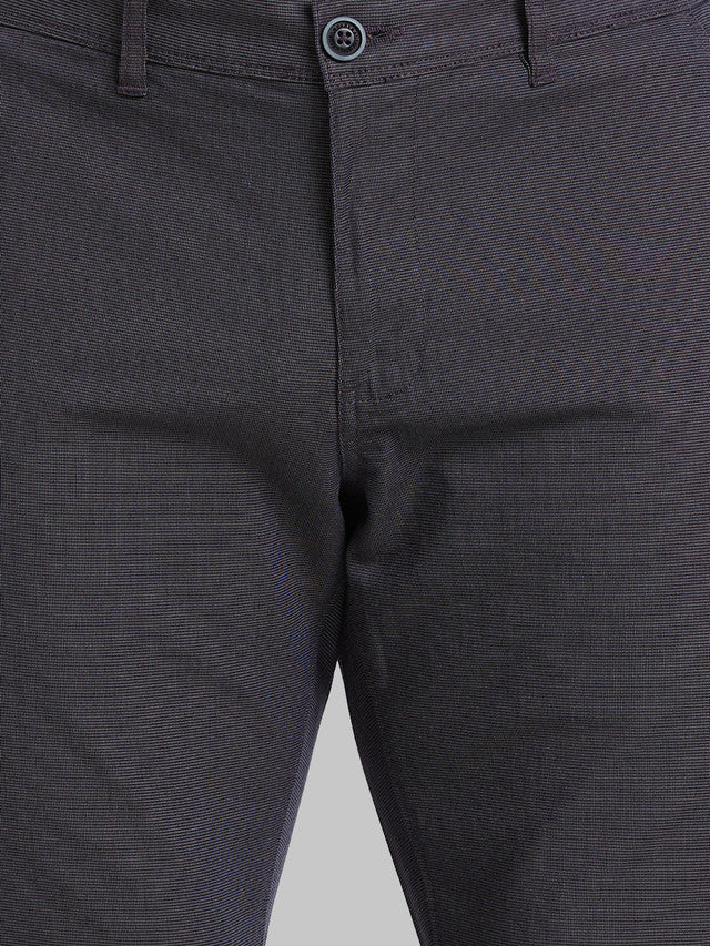 Parx Men Black Yarn Dyed Tapered Fit Trouser