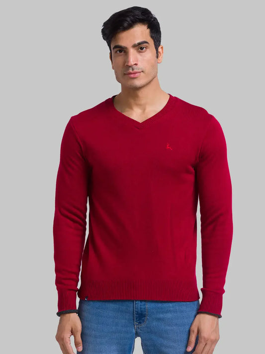 Men Grey Solid Acrylic Full Sleeve Sweaters
