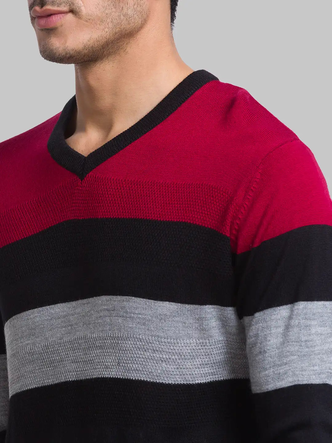 Men Red Yarn Dyed Acrylic Full Sleeve Sweaters