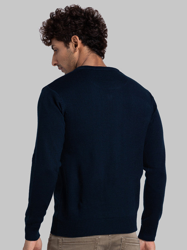 Parx Men Blue Solid Acrylic Sweaters