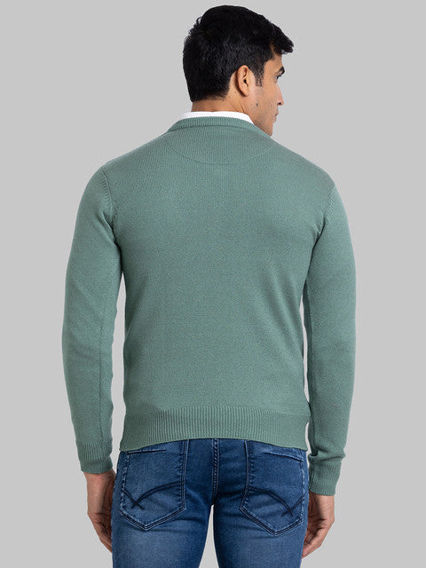 Parx Men Green Solid Acrylic Sweater
