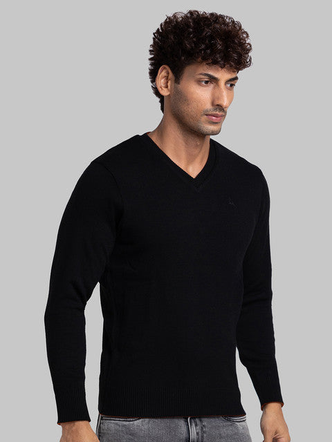 Parx Men Black Solid Acrylic Sweater