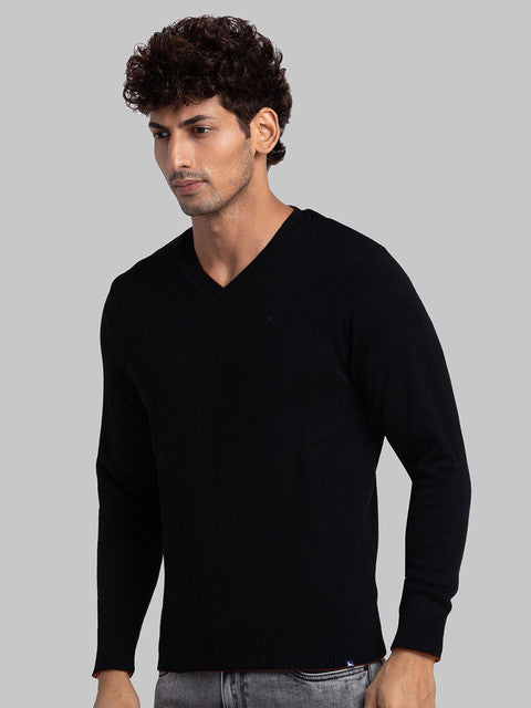 Parx Men Black Solid Acrylic Sweater
