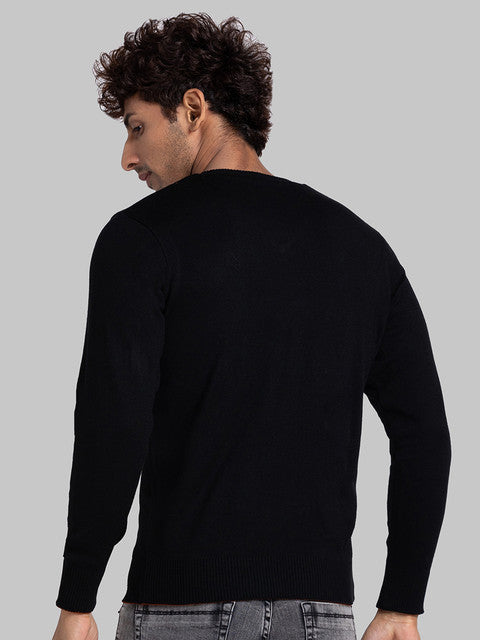 Parx Men Black Solid Acrylic Sweater