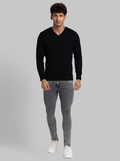 Parx Men Black Solid Acrylic Sweater