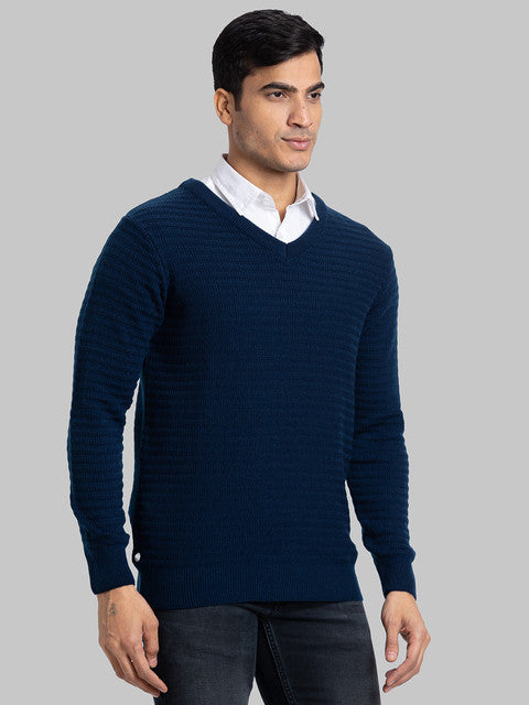 Parx Men Blue Structure Acrylic Sweater