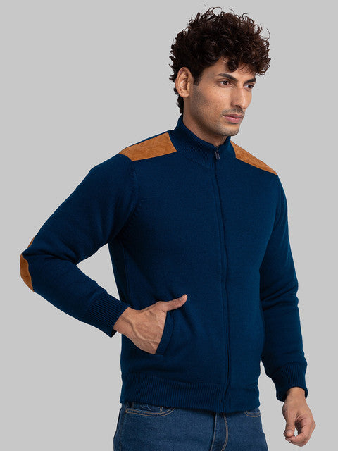 Parx Men Blue Solid Acrylic Sweater