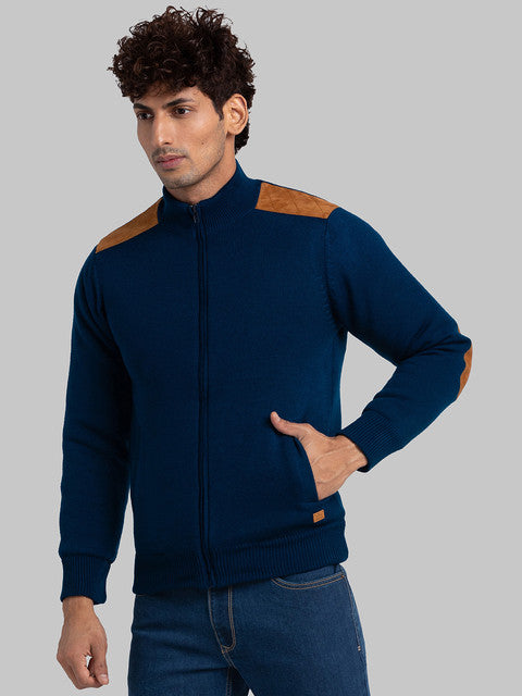 Parx Men Blue Solid Acrylic Sweater