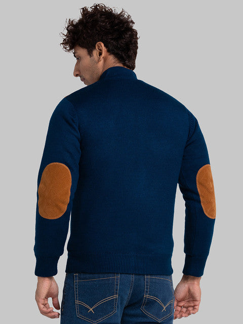 Parx Men Blue Solid Acrylic Sweater