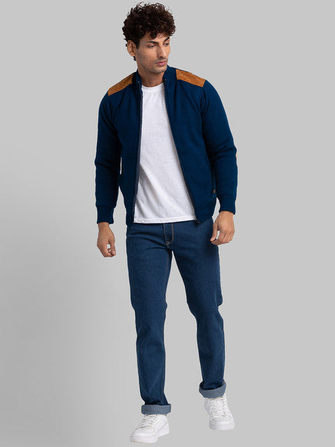Parx Men Blue Solid Acrylic Sweater