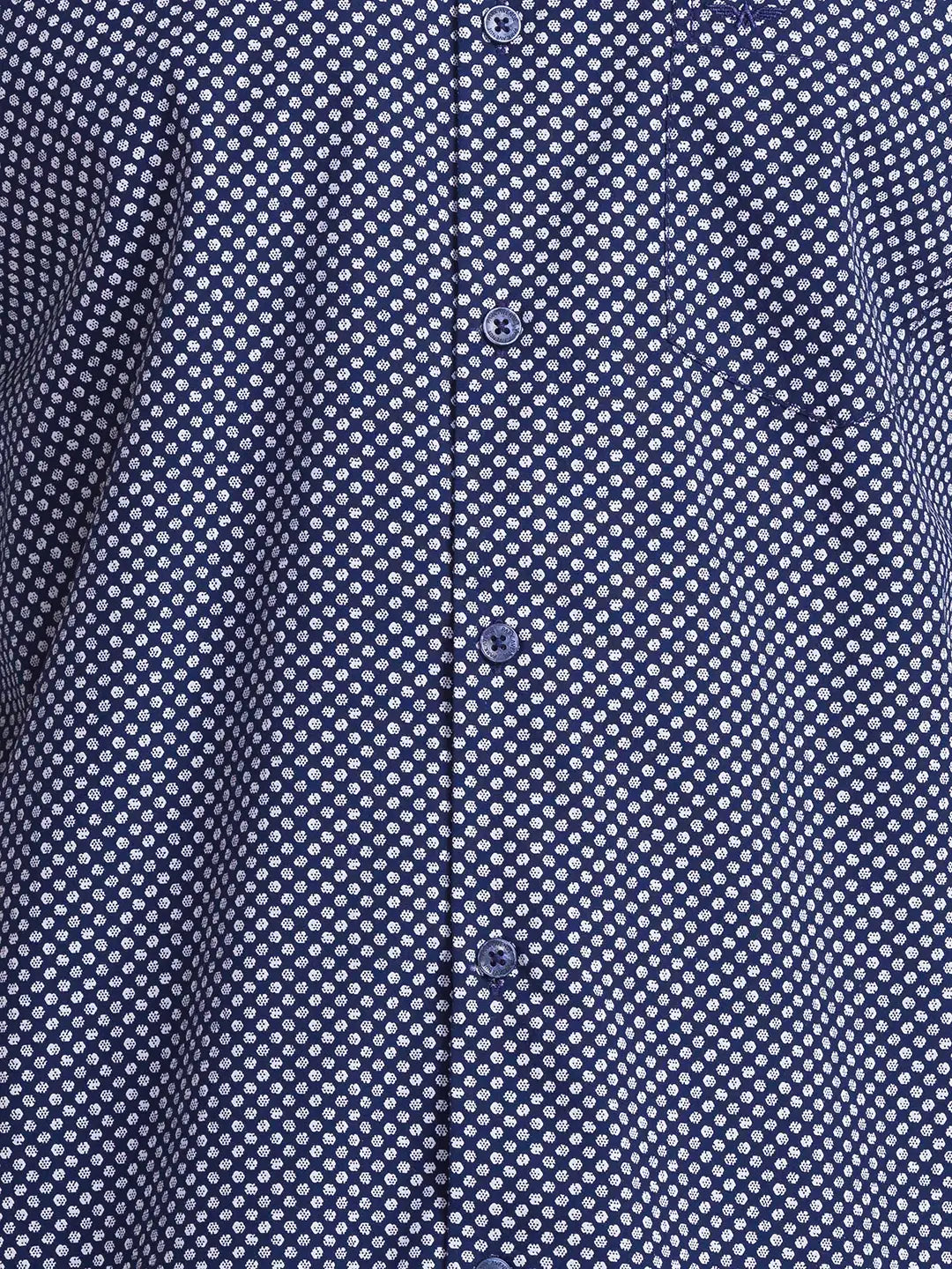 Men Blue Slim Fit Print Cotton Cut Away Collar Shirts